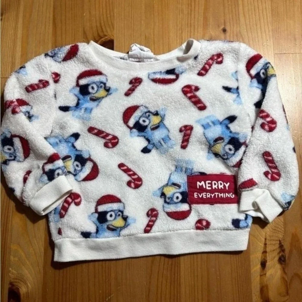 Toddler Soft Fleece Bluey Christmas Sweater Size 18M